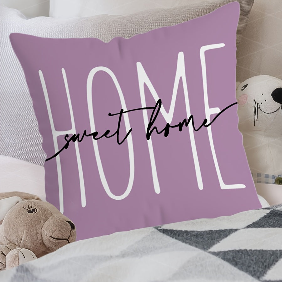 Purple Floral Pillow Cover 44.98cm Square Single-Sided Zip Washable for Couch Sofa Bed