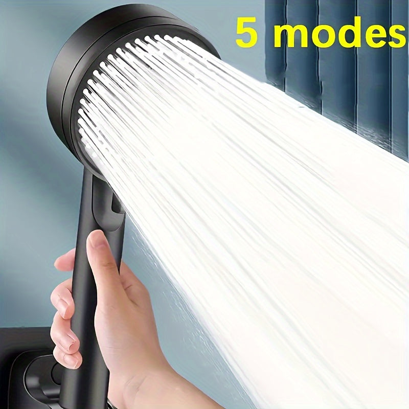 High-Pressure Shower Head with 5 Settings Wall-Mounted Silicone Nozzles Adjustable Flow