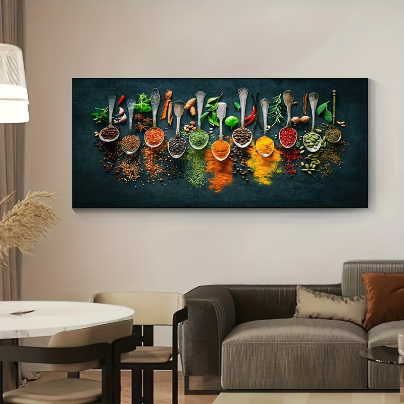 Kitchen Wall Art Canvas with Spice Theme Modern Matte Finish Removable Reusable
