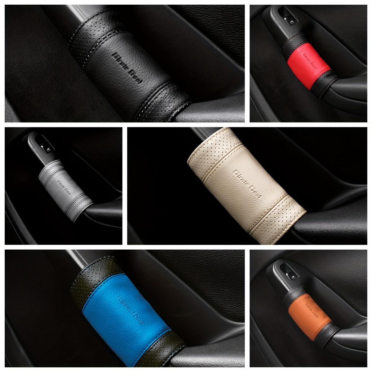 Car Door Handle Covers Leather Texture Grip Four Doors Universal