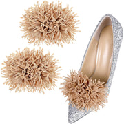Women's Beige Floral Shoe Clips 2pcs Heel Decorations for Glittery Occasions