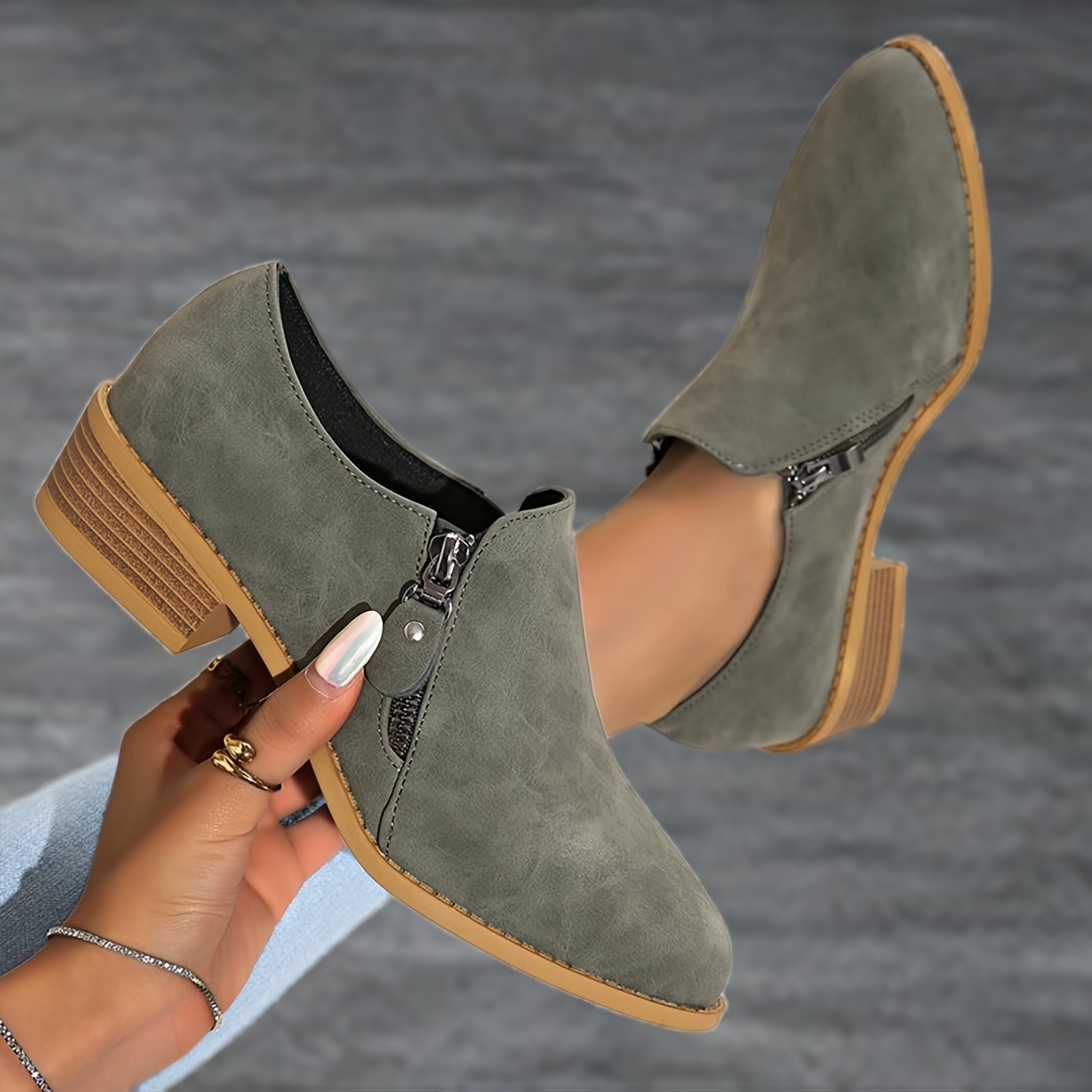 Women's Retro Western Slip-On Ankle Boots Faux Cover Rubber Sole All-Season