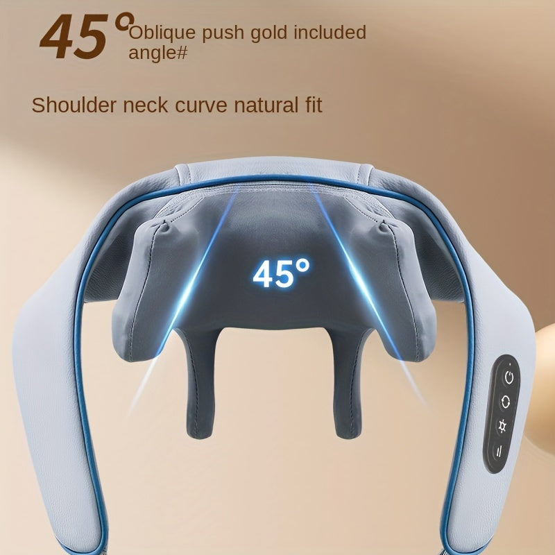 USB Rechargeable Neck and Shoulder Massager with Kneading and Clamping Functions