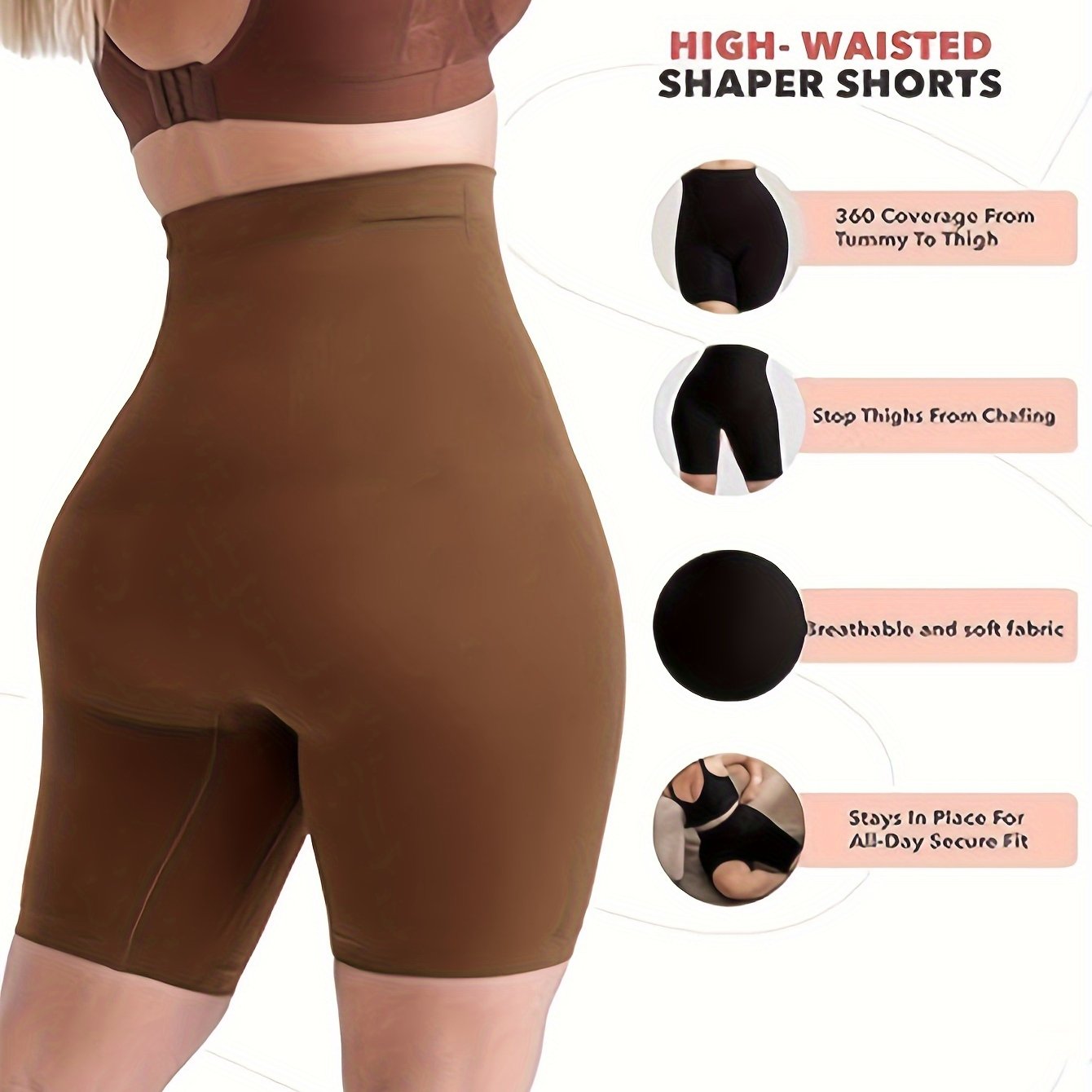 Plus Size High-Waisted Tummy Control Shorts for Women Seamless Breathable