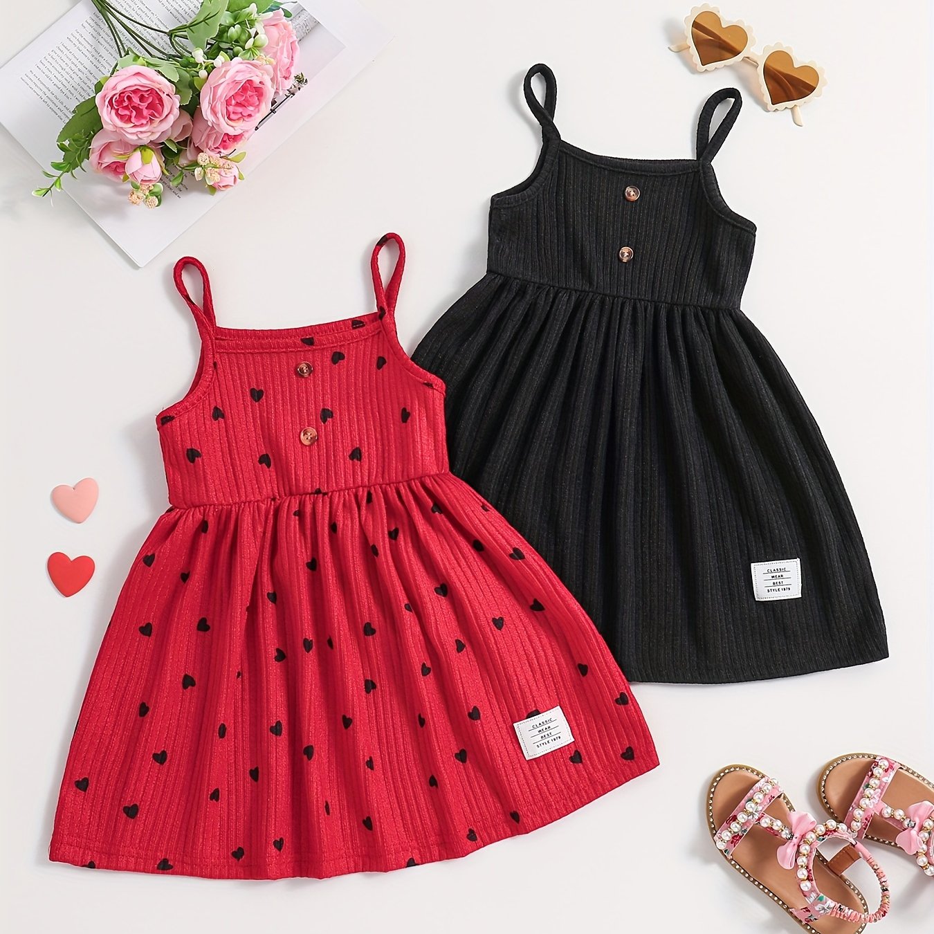 Girls Sleeveless Casual Dress Made of Stretchy Polyester Solid Color for Spring Fall