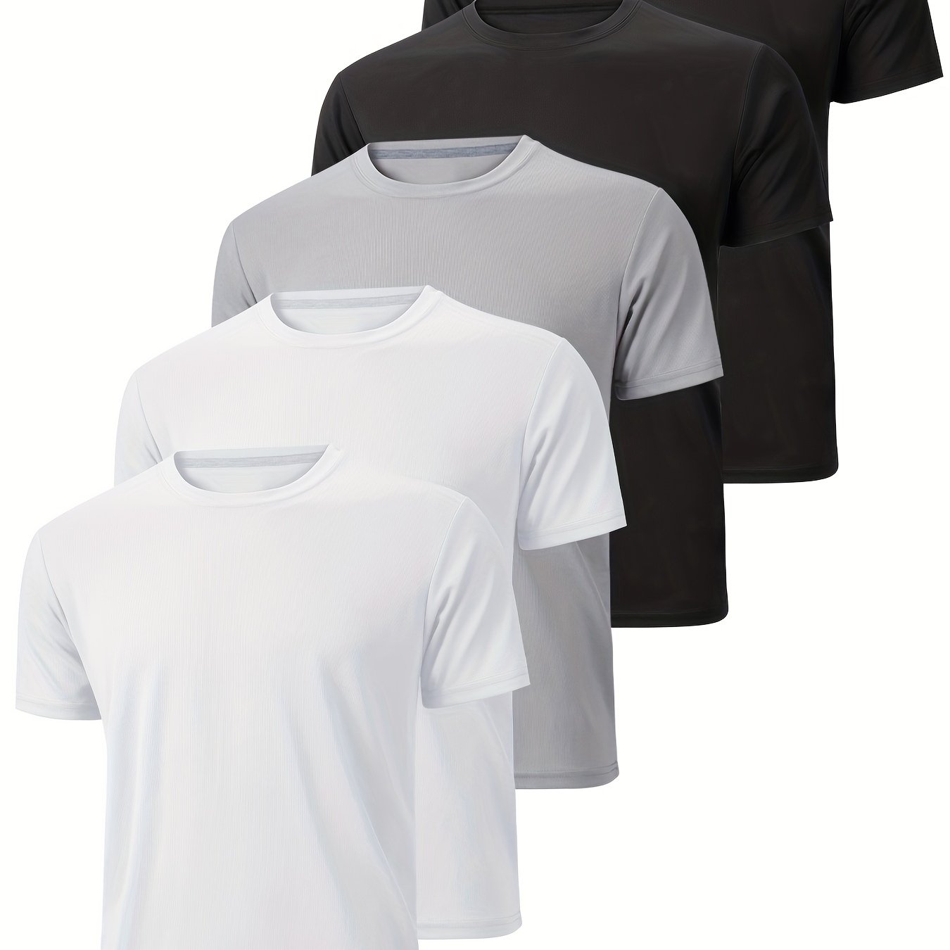 Plus Size Men's 5-Pack Sports Casual Quick Dry Breathable Running T-Shirts
