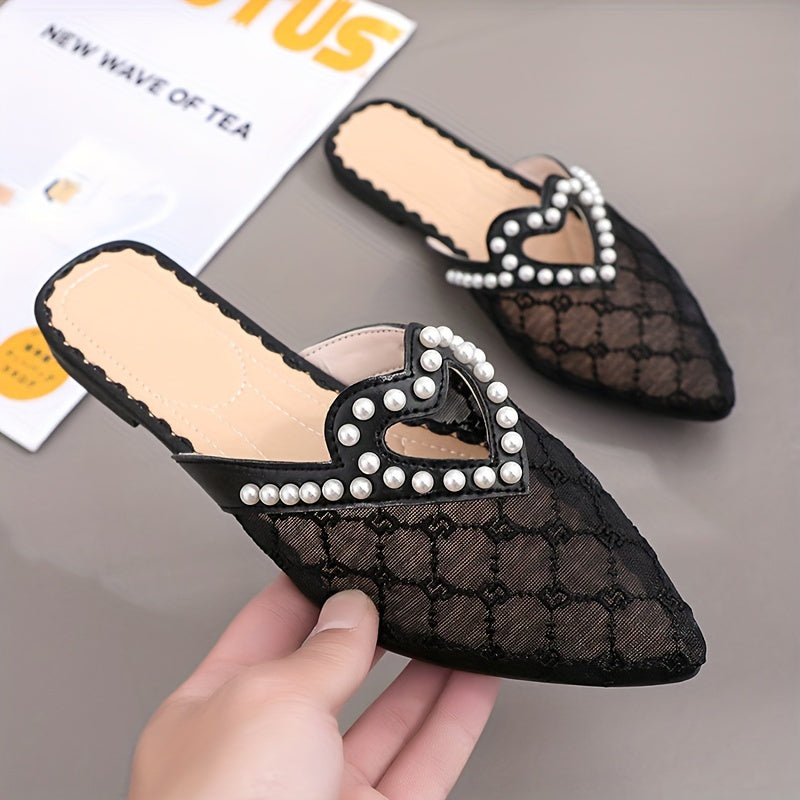 Marjon aksentlari bilan zamonaviy uchburchakli mules, nafas oladigan mato, sirpanmaydigan taglik va ko'p maqsadli bej rang.