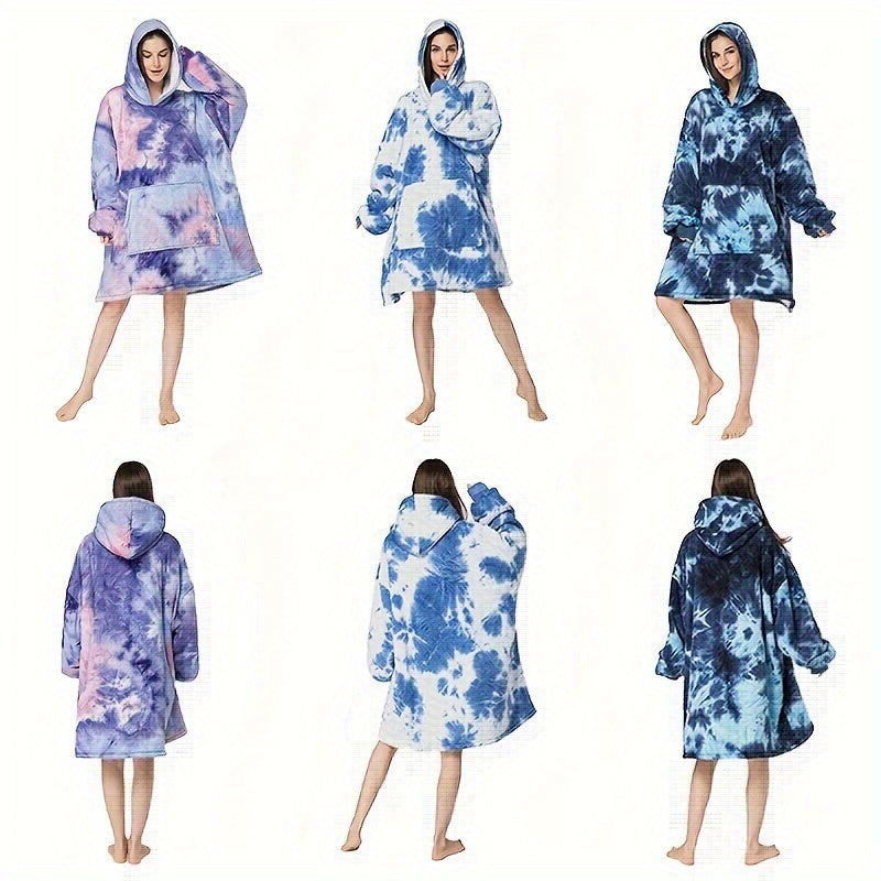 Wearable Blanket Hoodie for Women and Men Oversized Sherpa Hooded Sweatshirt with Large Pocket