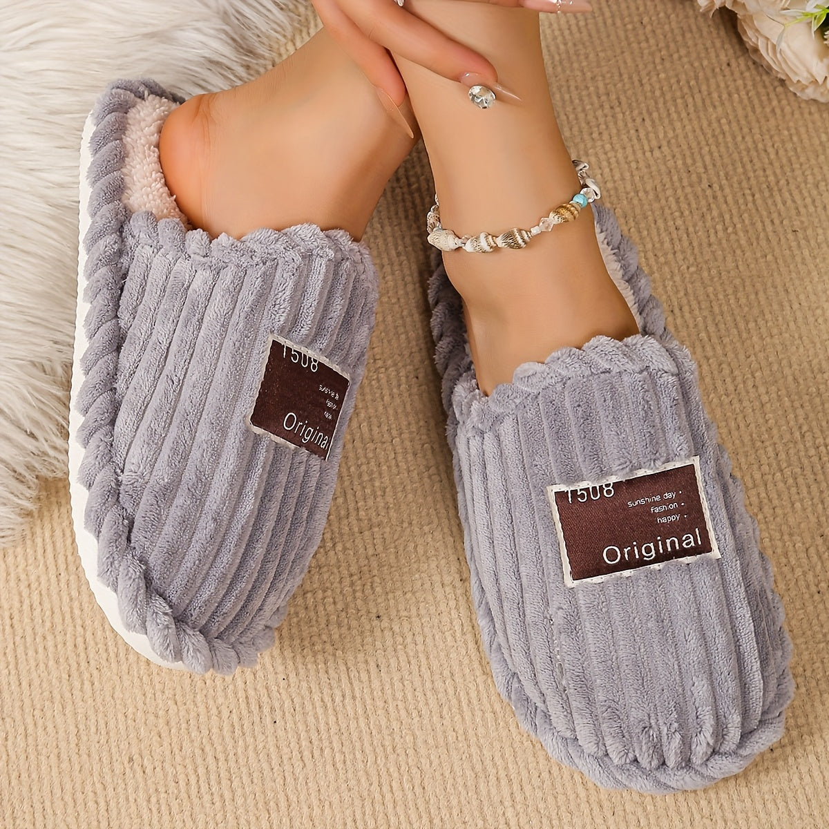 Unisex Winter Slip-On Slippers Comfortable Non-Slip Indoor Casual Shoes