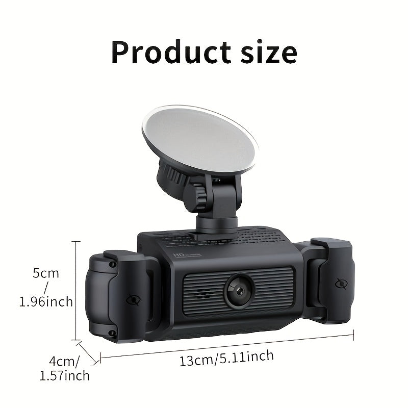 4-kanalli HD 1080P Dash Cam to'plami keng burchakli linza bilan, kechqurun ko'rish, aylantiriladigan yozuv, G-sensor bilan qora rangda