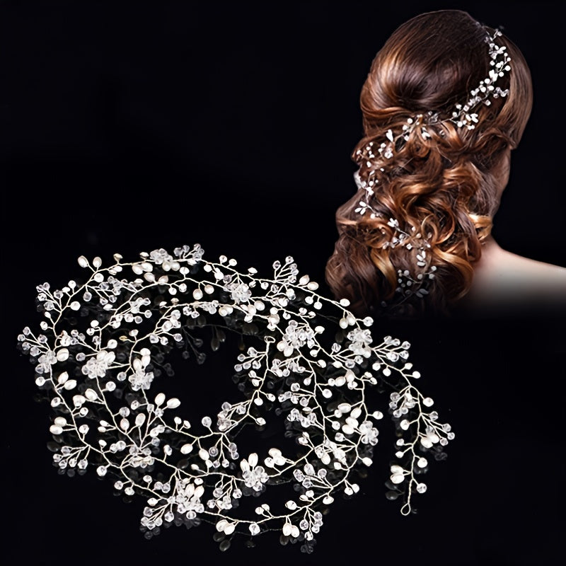 Bridal Headpiece for Weddings with Crystals Faux Pearls Hair Vine Accessories for Women