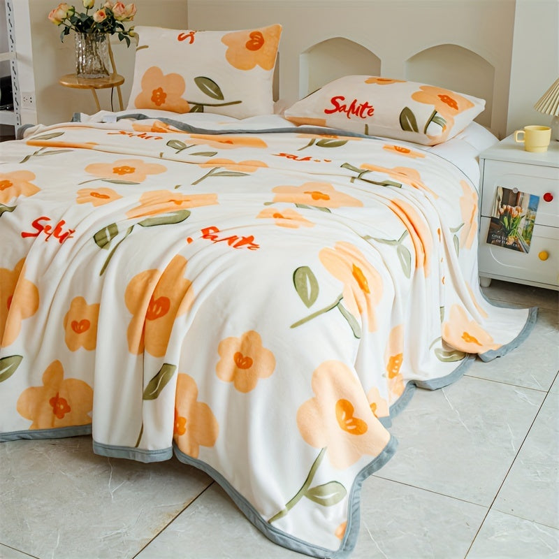 Black and White Floral Flannel Throw Blanket with Lace Embellishments All-Season Hypoallergenic Machine Washable