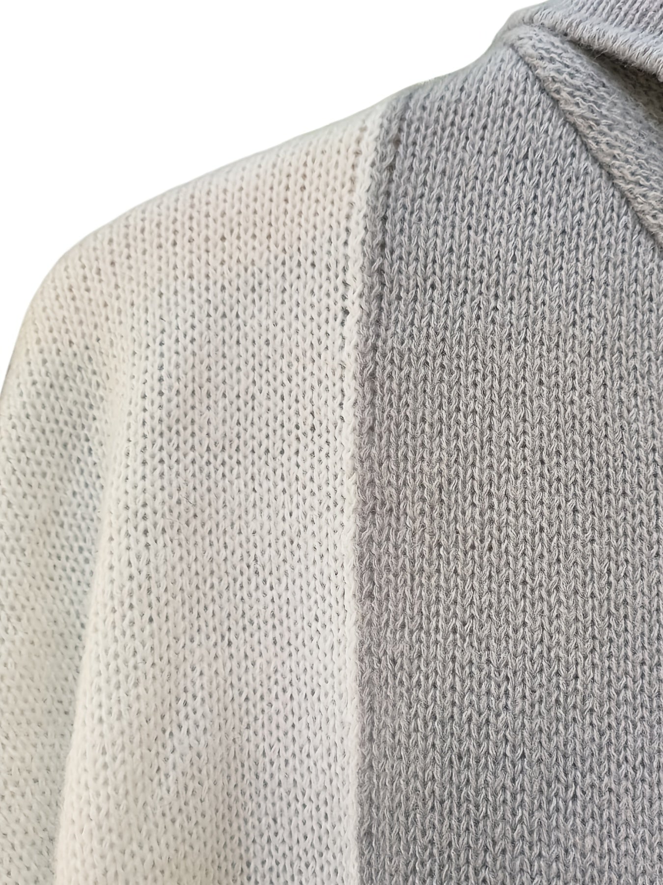 Cárdigan de talla grande para mujer con bloques de color, suéter con capucha oversize y bolsillos, gris mostaza