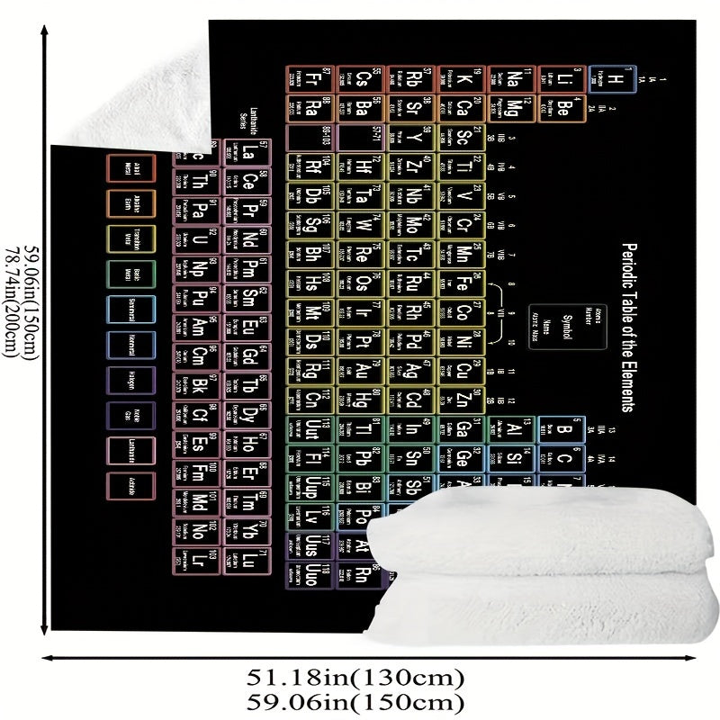 Colorful Chemistry Periodic Table Fleece Blanket for Students and Teachers