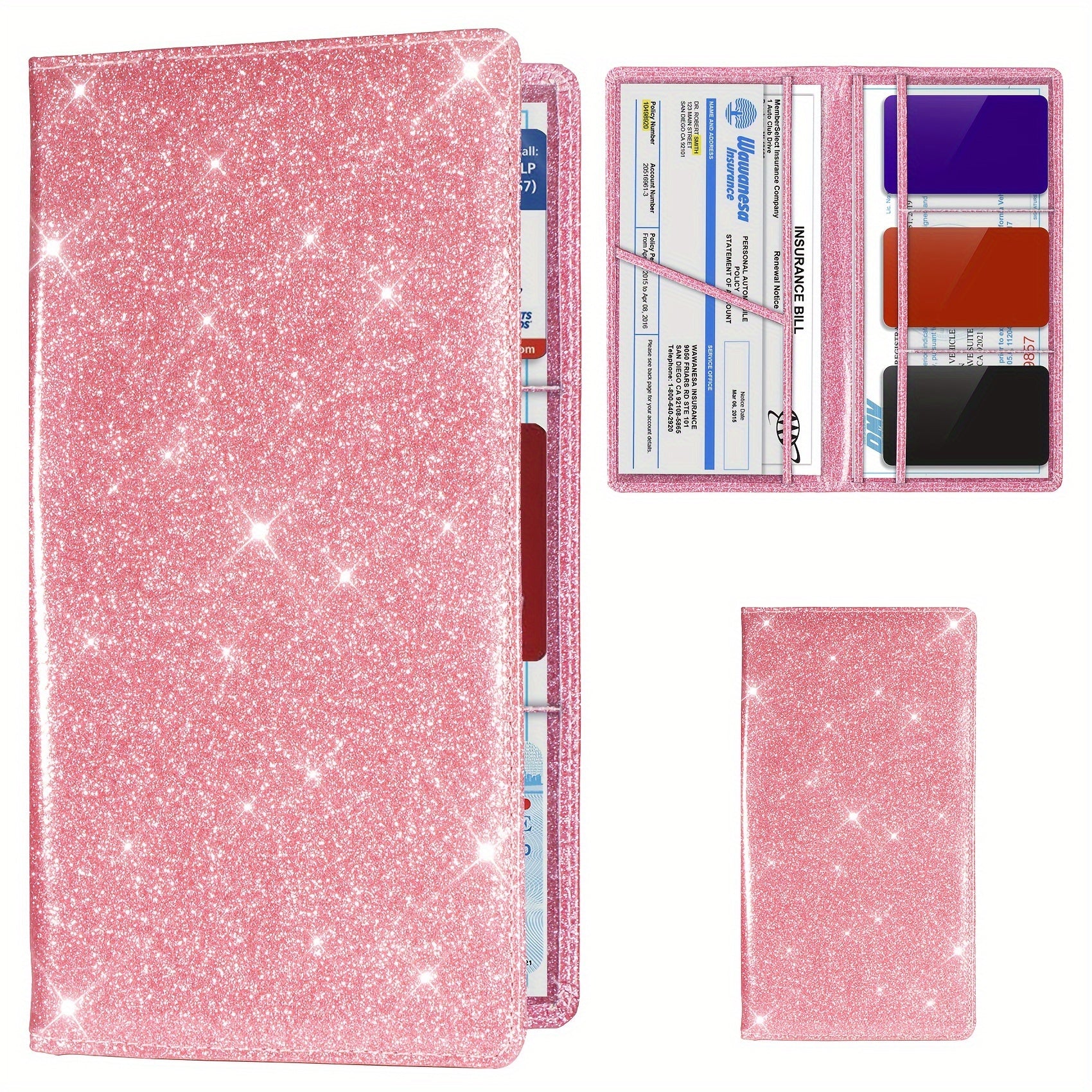 Car Registration and Insurance Card Holder Leather Vehicle License Organizer