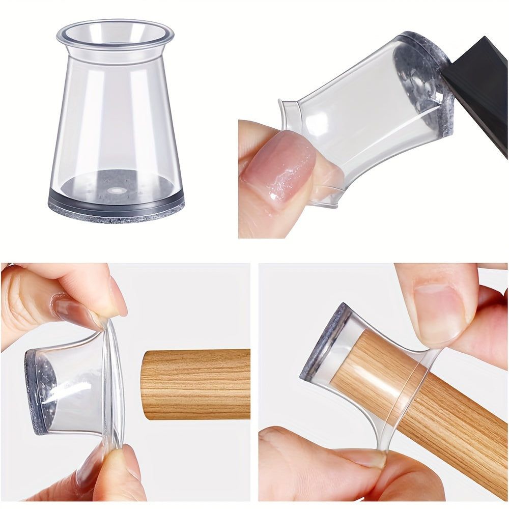 20pcs Furniture Leg Covers for Round and Square Legs Non-Slip Floor Protection Black Transparent