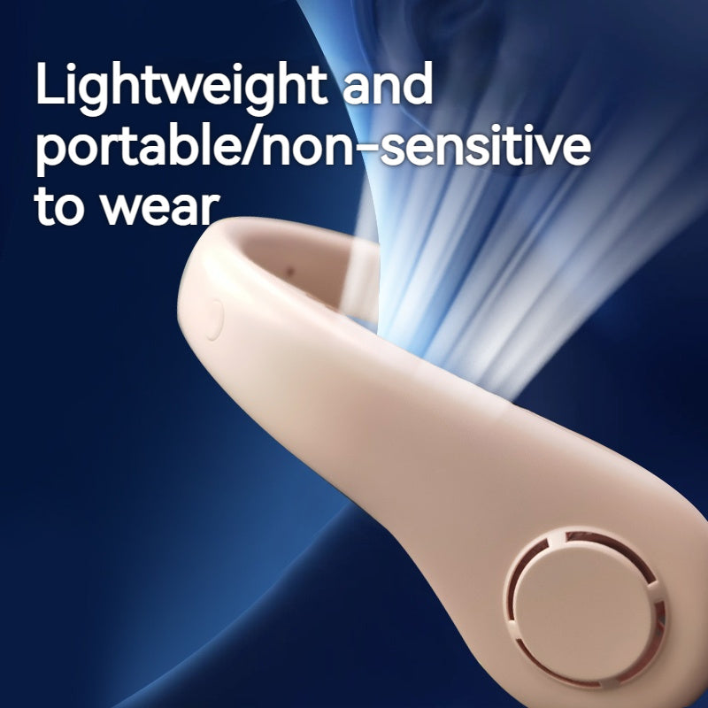 Rechargeable Portable Neck Fan with Silent Turbine for Outdoor Cooling