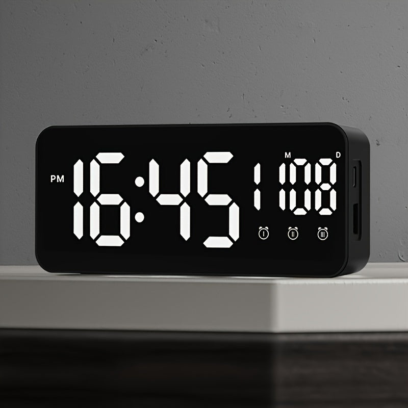 LED Clock with Smart Alarm and Mirror Design for Home Decor