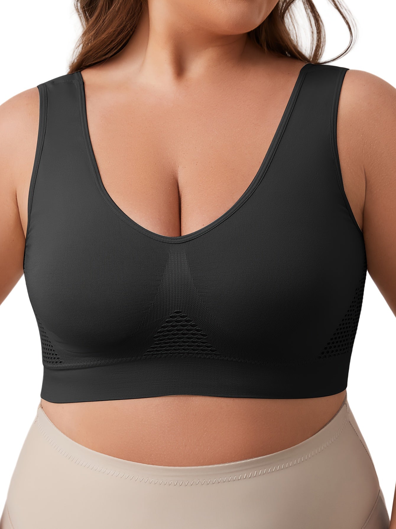 Women's Plus Size Seamless High-Waisted Workout Shorts Black