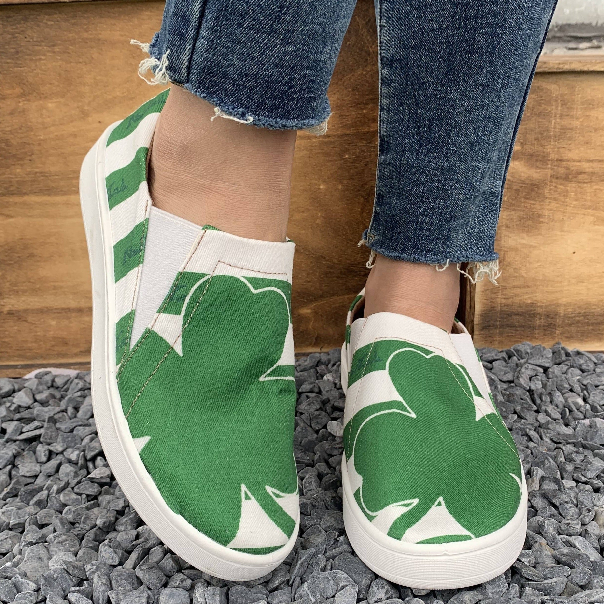 Women's Striped Clover Slip-On Casual Shoes with Soft Soles