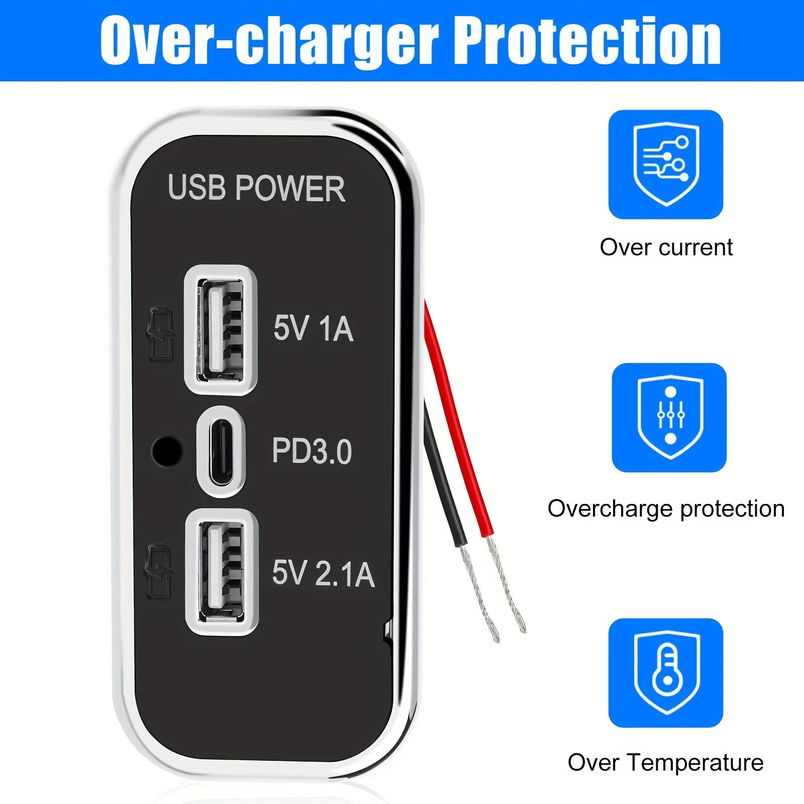 12V USB розетка, двойной USB Type C, быстрая зарядка, автомобиль, морской, грузовик, дом на колесах