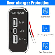 12V USB Outlet Dual USB Type C Fast Charging Car Marine Truck RV