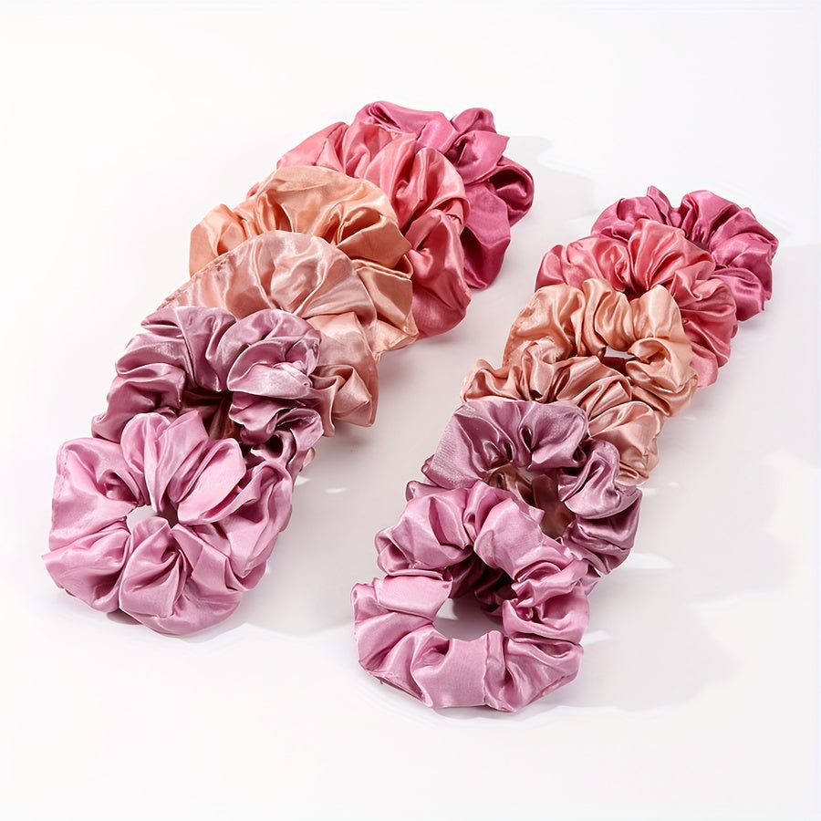 Set of 12 Satin Silk Hair Ties for Women, Jumbo Elastic Scrunchies