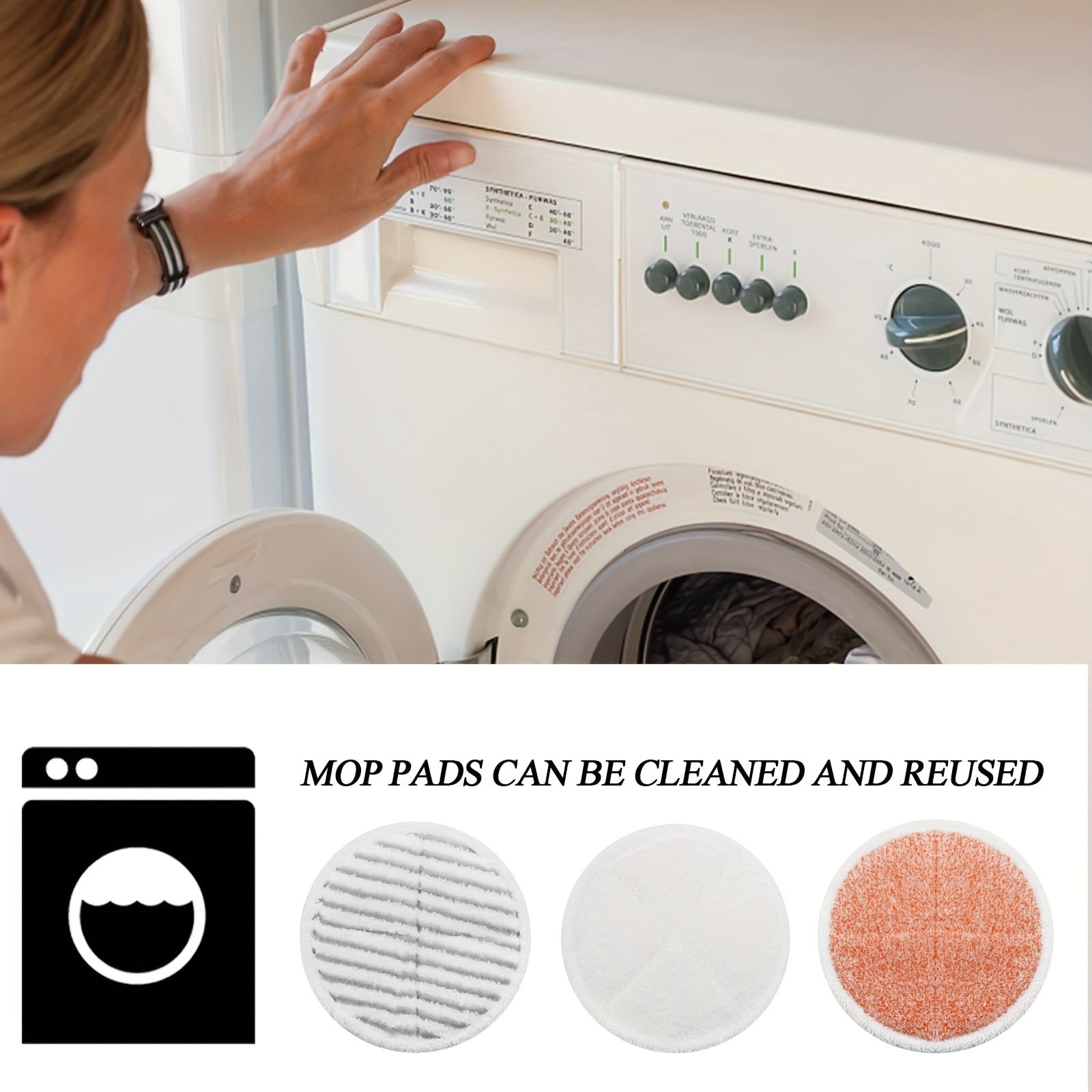 3-Piece Mop Cloth Replacement Set for Spinwave Models, Heavy Matte and Soft Pads