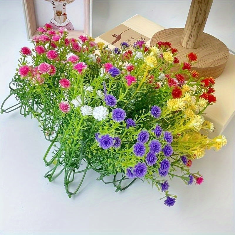 Flores artificiales 50 flores de gypsophila de plástico para decoración, simulando rosas hechas a mano