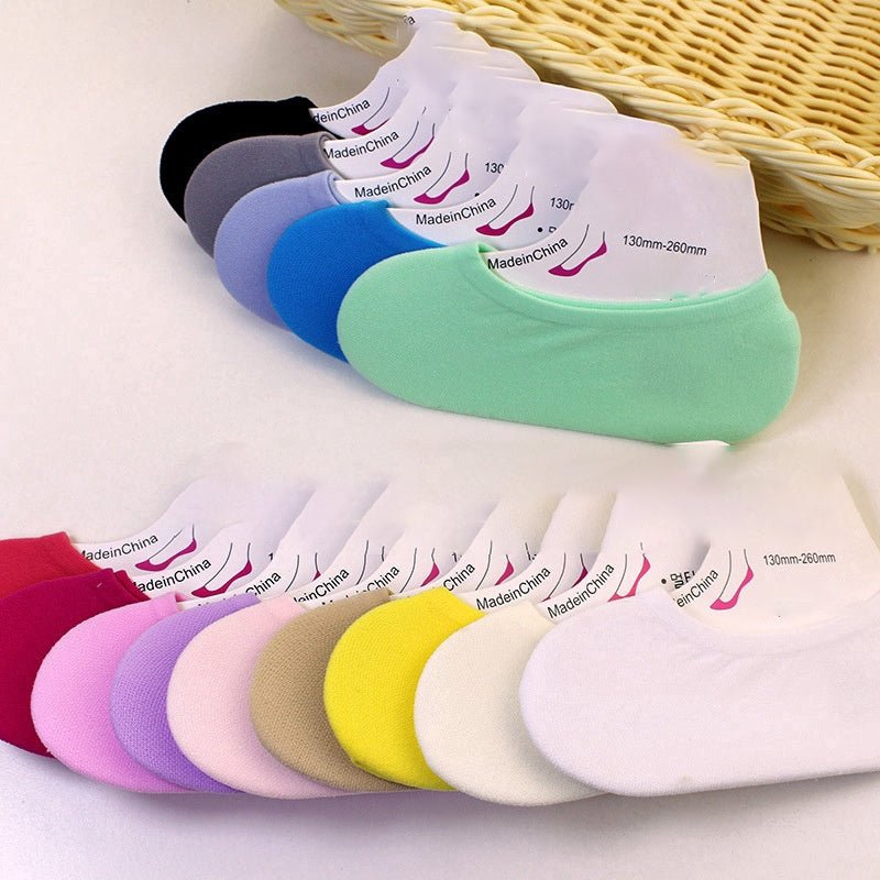 Breathable Candy-Colored Knit Boat Socks for Men and Women 5/10/15 Pairs