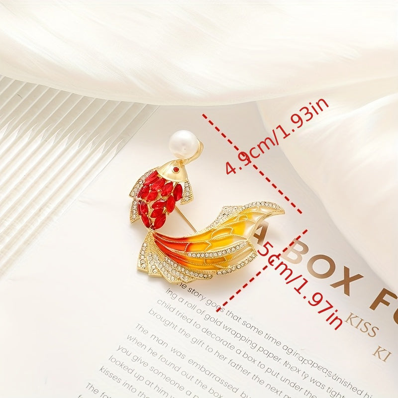 Enamel Brooch Pin Red Koi Fish Animal-Themed Jewelry for Coats and Sweaters