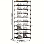 10 qatlamli joyni tejaydigan va amaliy uy poyabzal tokchasi.