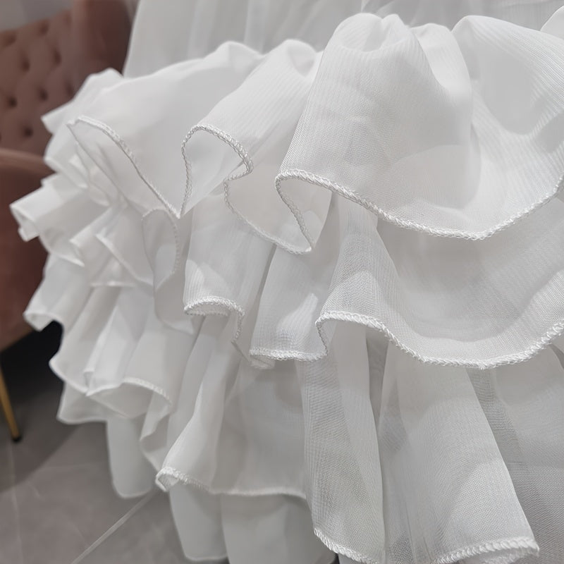 Girls Chiffon Petticoat with Stretchy Waistband 4-Layered Pleated Skirt for Princess Look