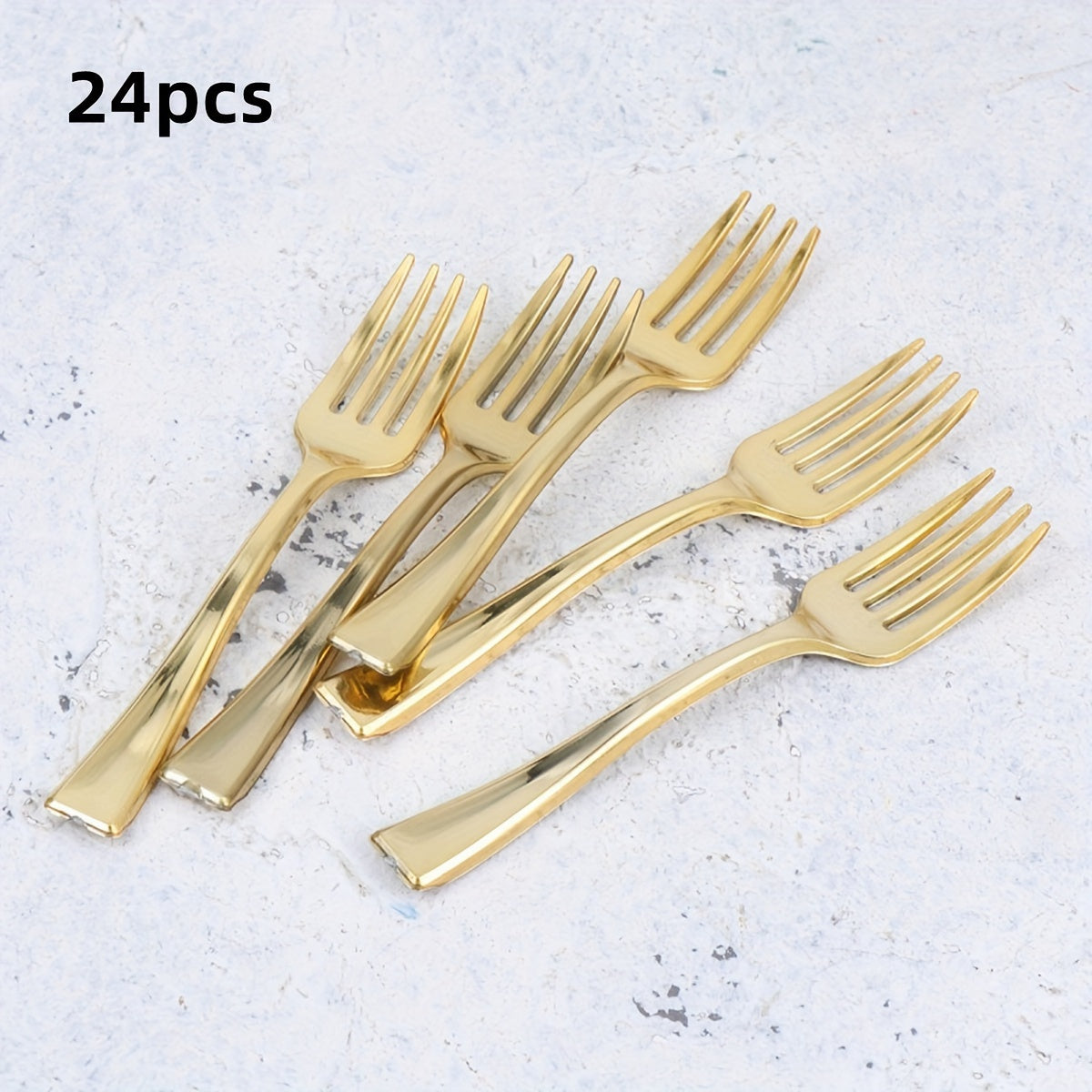 Pack of 24/36 Mini Plastic Salad Spoons with Gold Plating for Desserts Parties and Holidays