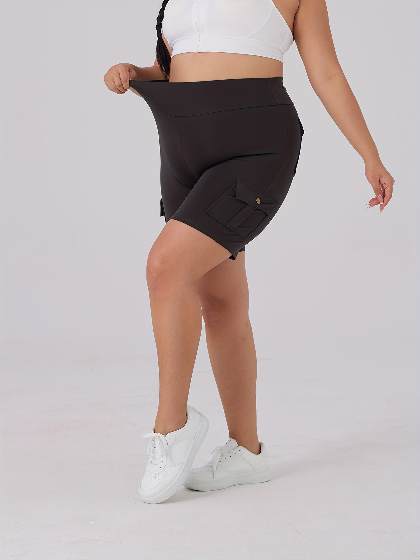 Женские шорты кро cargo с эластичным поясом для спорта с карманами