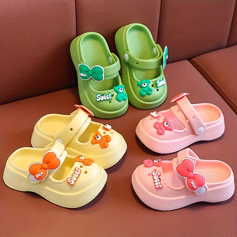 Kids Girls Cartoon Bear EVA Slides Indoor Outdoor Slip-On Casual Shoes