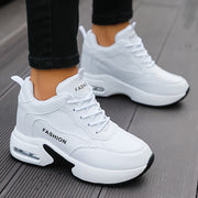 Women's White PU Sneakers Air Cushion Low Top Athletic Shoes