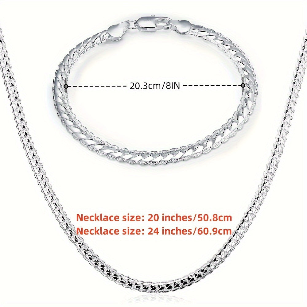 Unisex Streetwear Jewelry Copper Silver Plated Necklace and Bracelet Set for Parties Festivals Weddings