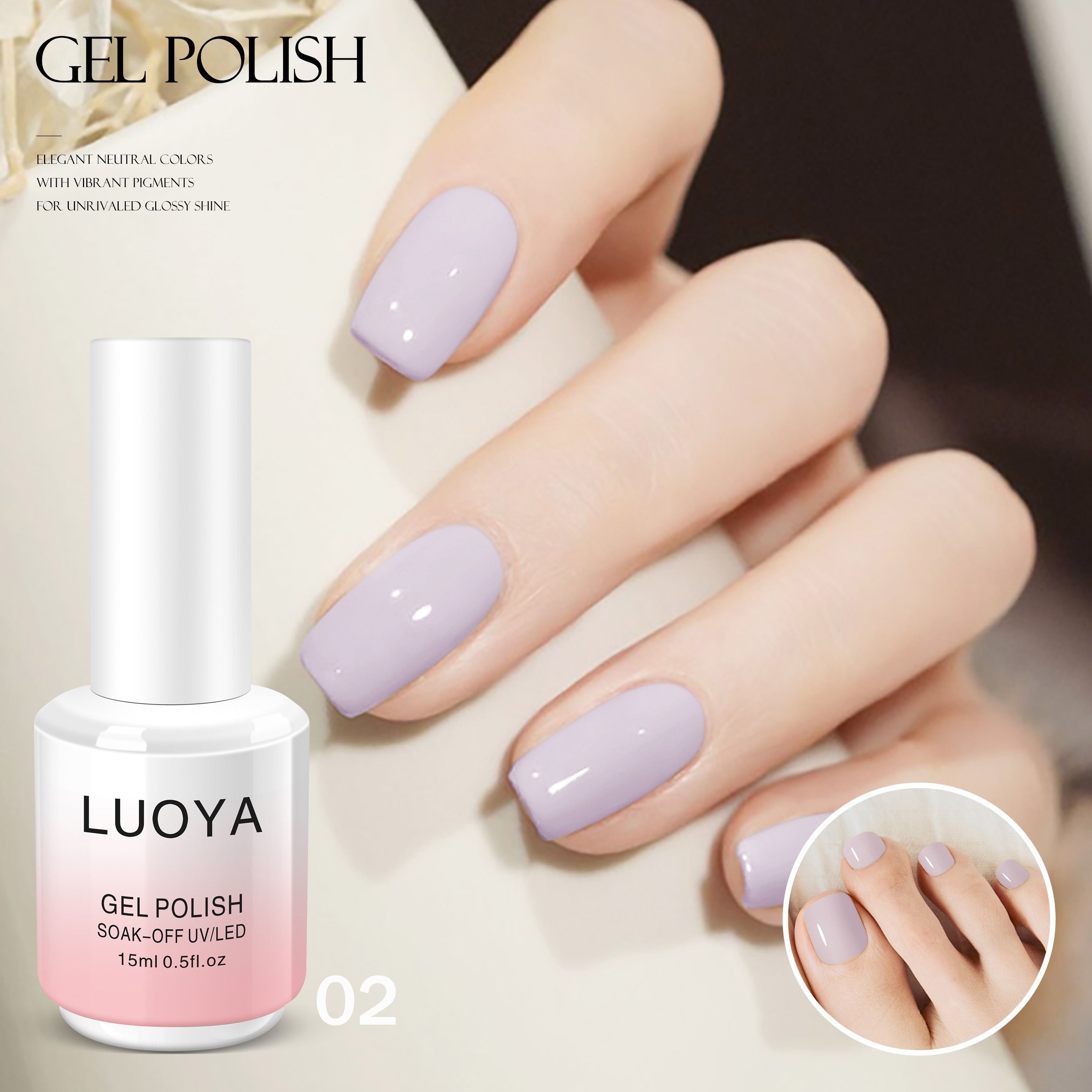 Gel Nail Polish 15ml Solid Gel Soak Off for Nails Spring Summer Pink Purple Green