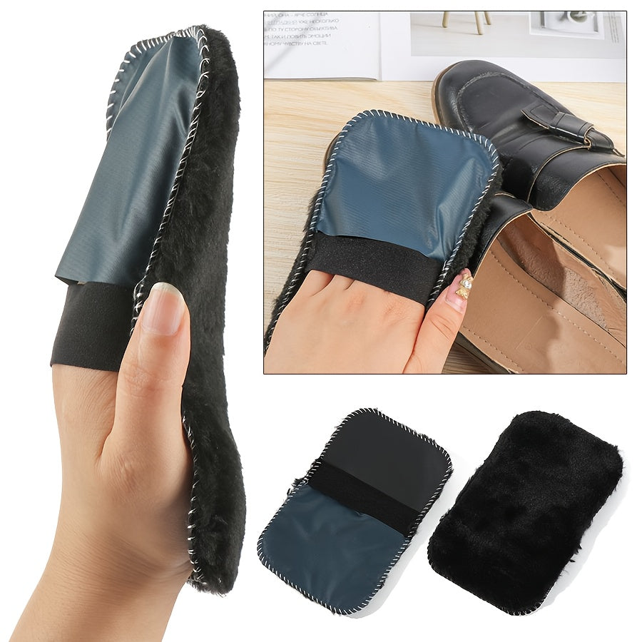 Plush Shoe Polishing Glove Set with Soft Faux Wool and Polyester for Shoe Care