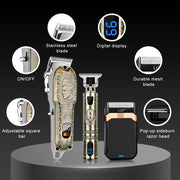 Professional Electric Hair Clipper Cordless USB Rechargeable Lithium Hairdressing Set