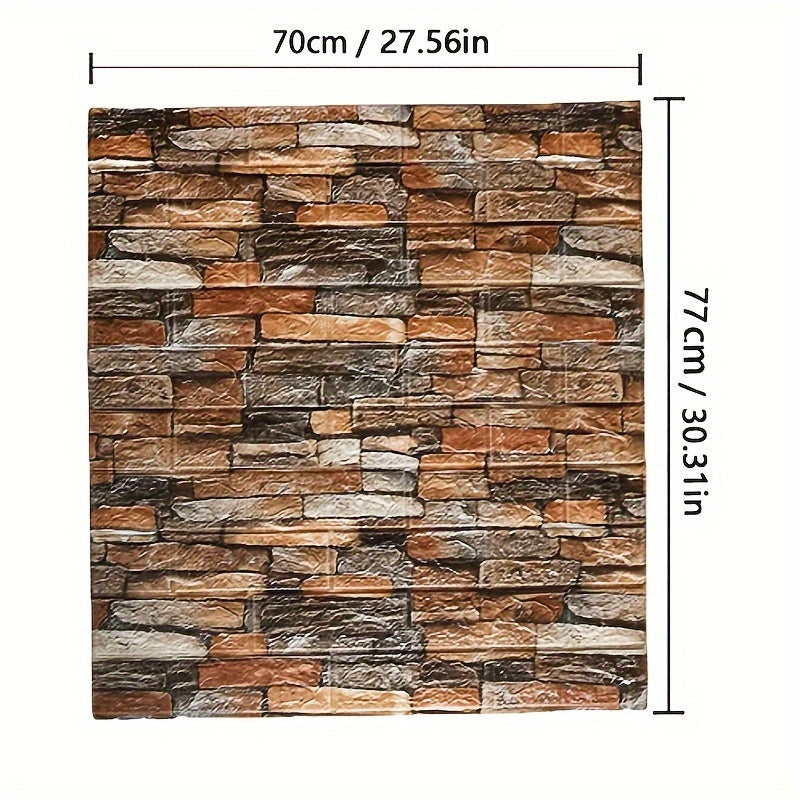 10pcs Self-Adhesive PVC 3D Brick Wall Stickers for Home Decor Bedroom Bathroom