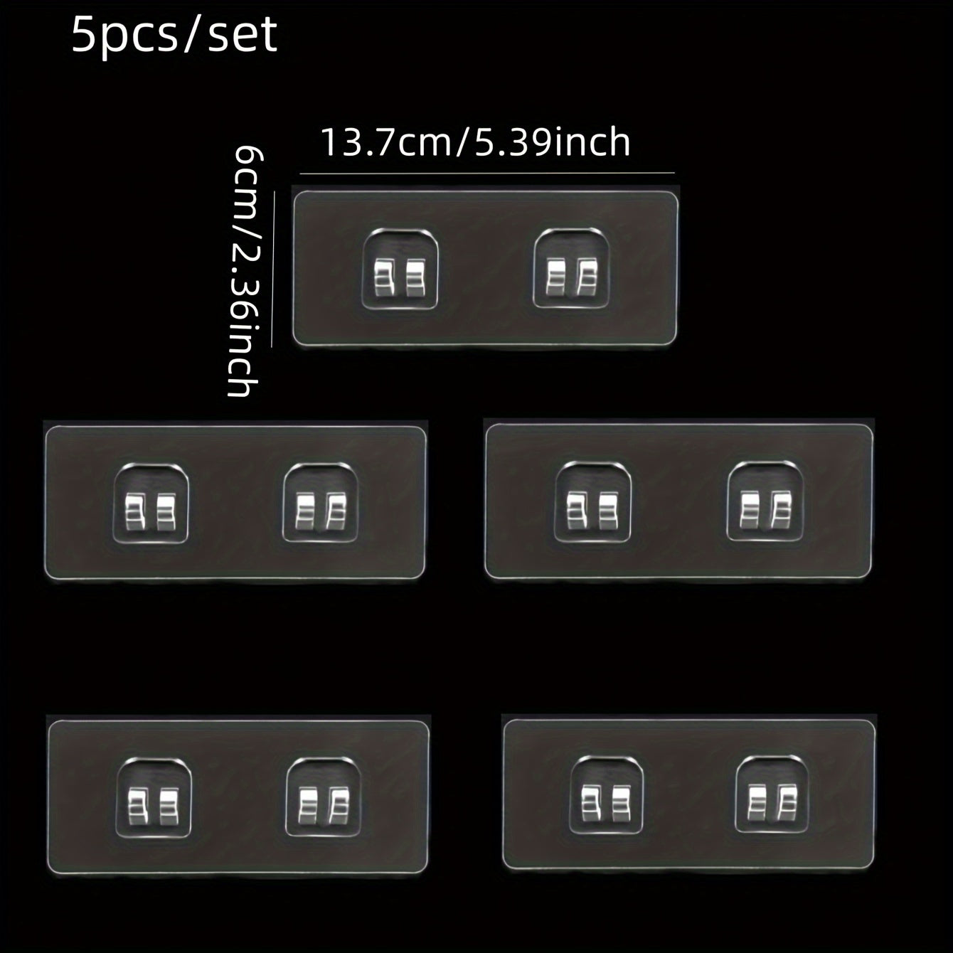 Pack de 5 soportes de plástico transparente para estantes para almacenamiento en baños y cocinas montados en la pared