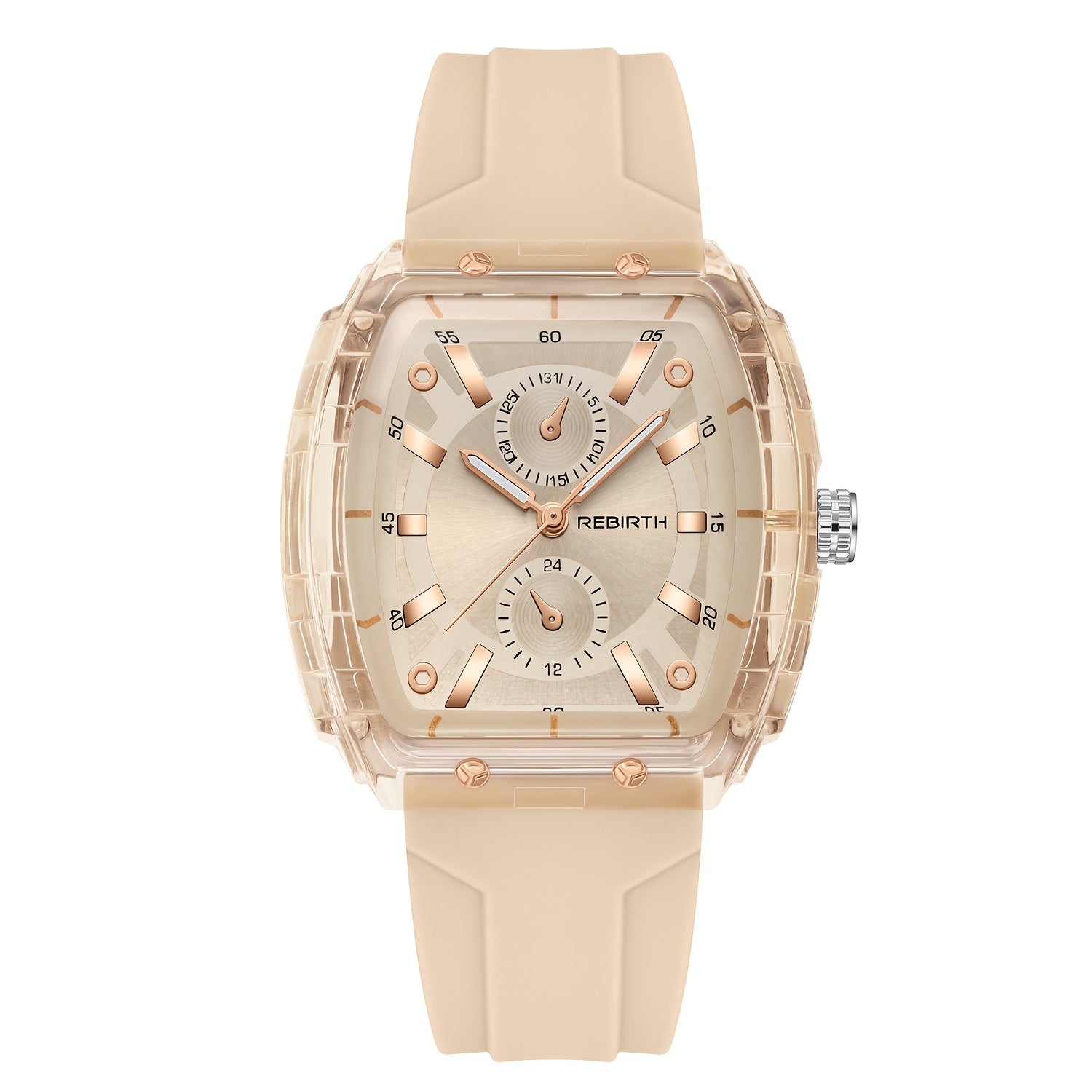 Unisex Square Watch with Silicone Strap and Long-Lasting Battery