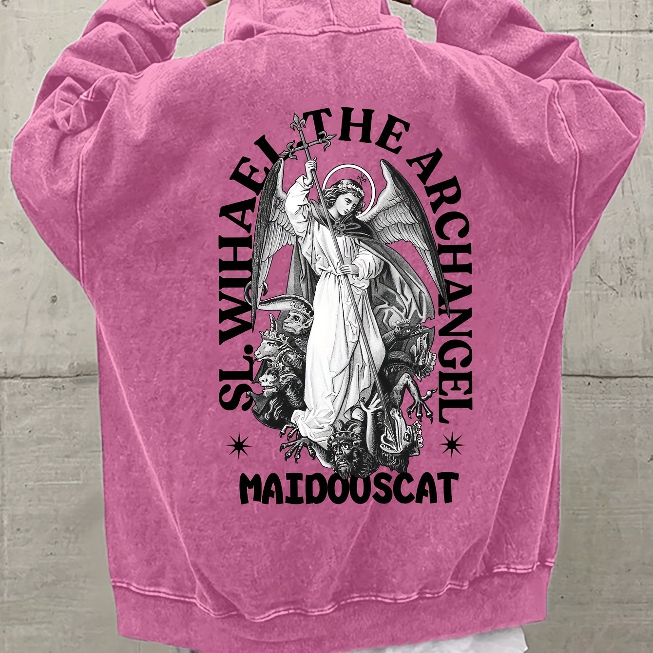 Plus Size Men's Hoodie Cotton Hooded Long Sleeve Casual Angel Print