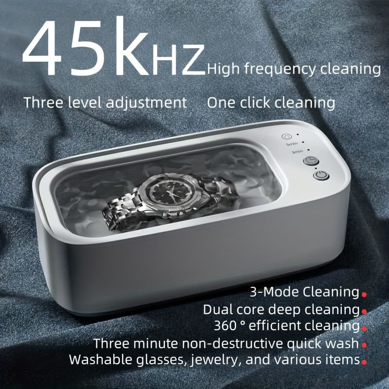 Limpiador de cristales portátil de 45 kHz para joyería y lentes de contacto con batería recargable