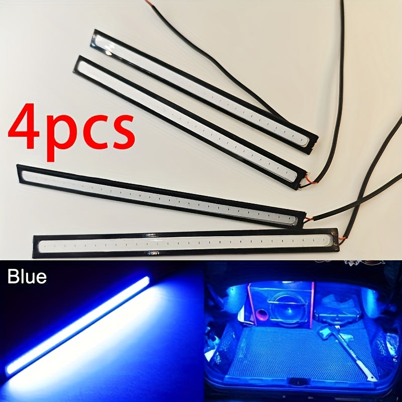 Car LED Light Bars Set of 4 17cm Ultra-Thin COB Bright Lights for Motorcycles