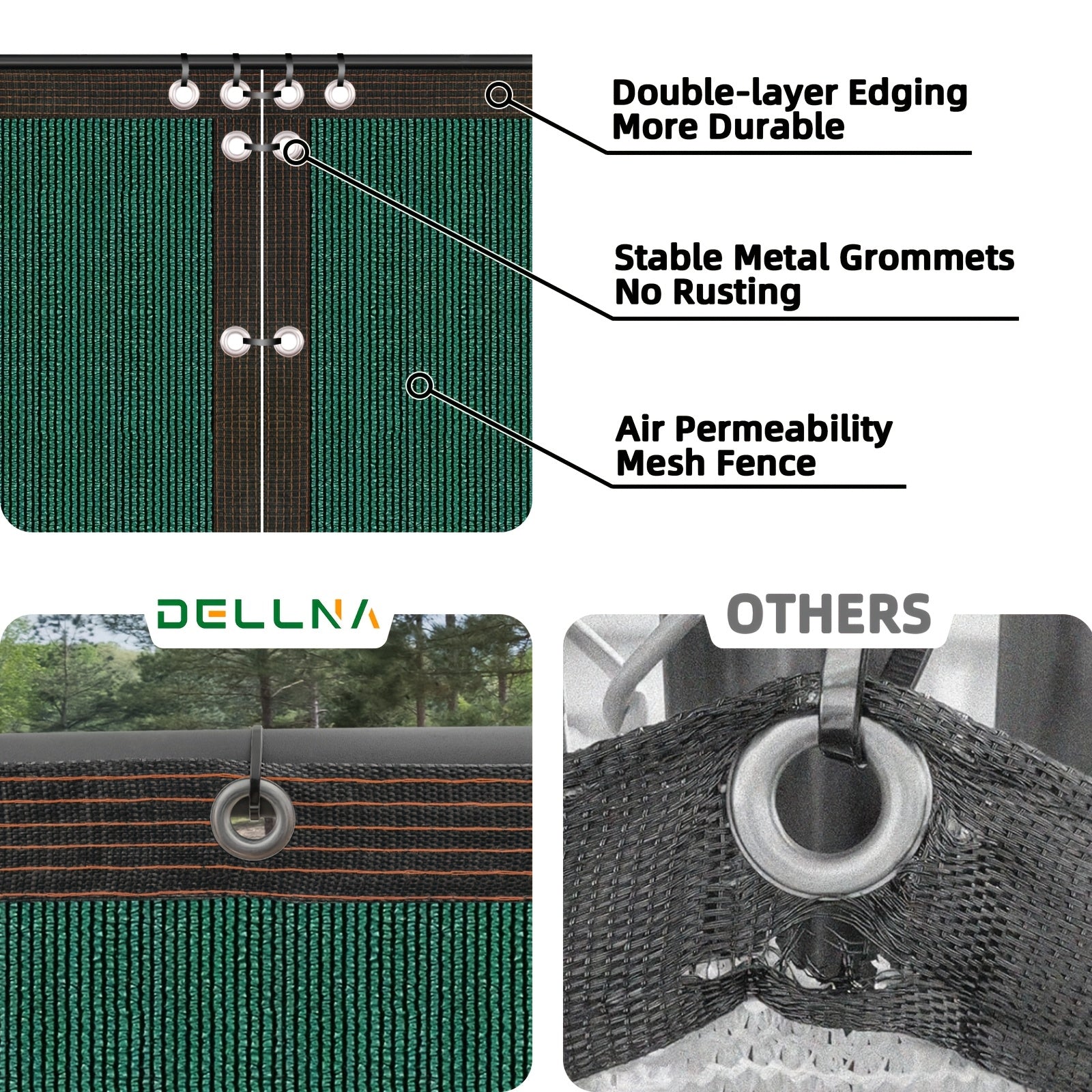 Pantalla de privacidad verde de alta resistencia para muros exteriores, jardines, patios y piscinas con bridas de cremallera