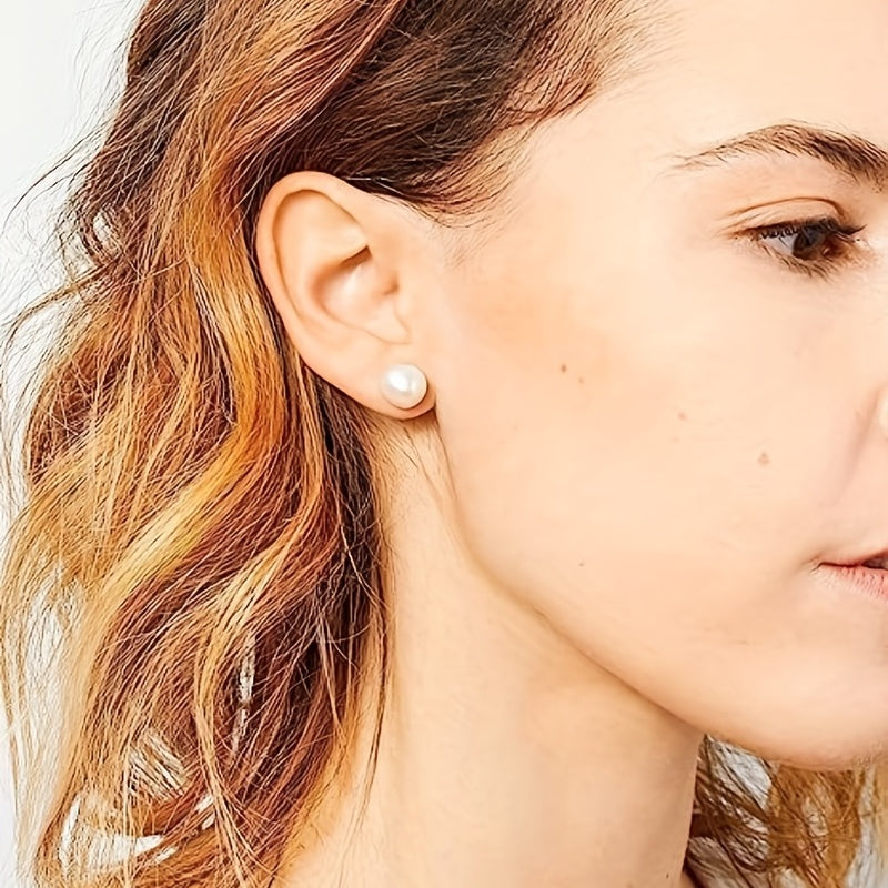 Women's Pearl Stud Earrings with S925 Silver and Baroque Design