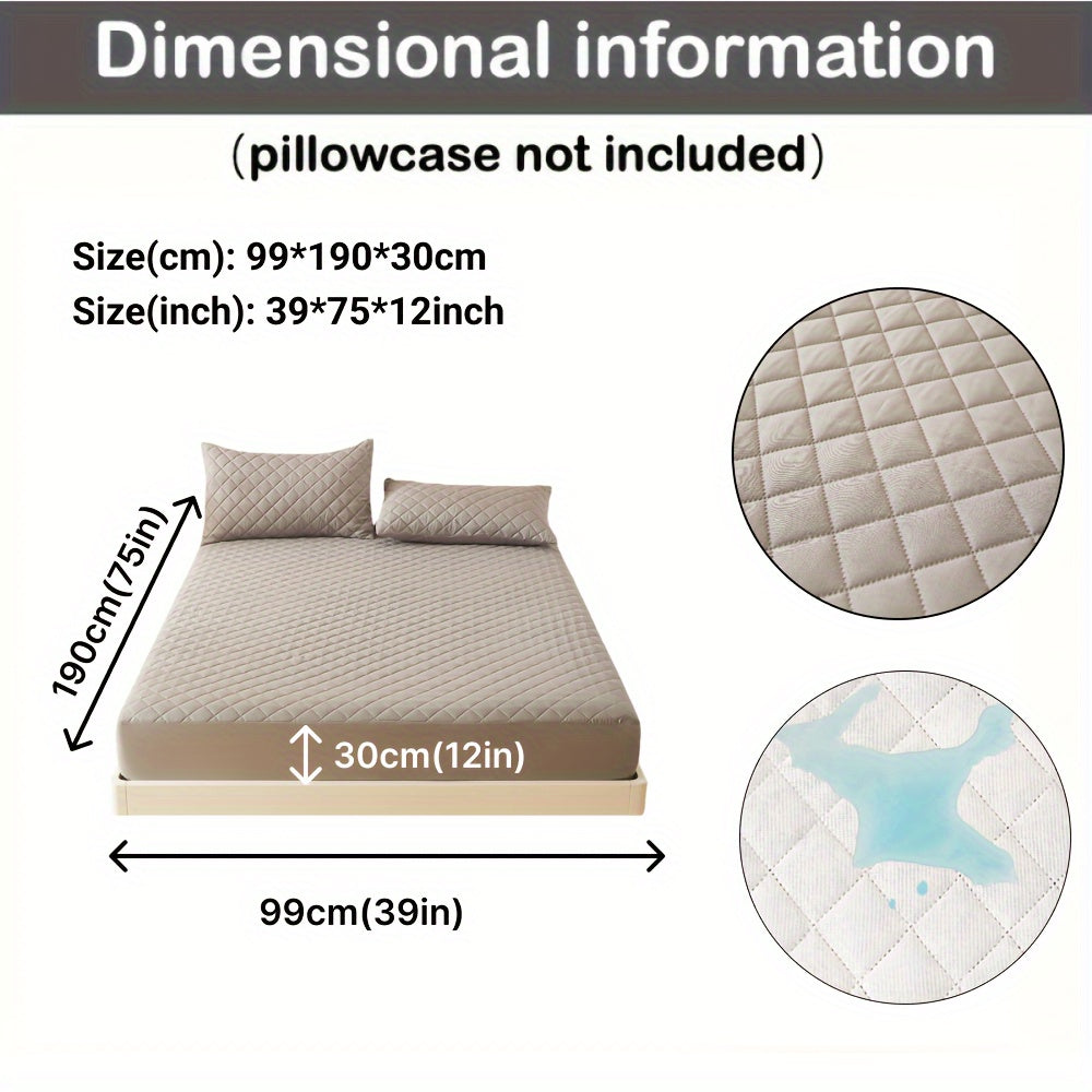3-Layer Quilted Waterproof Mattress Protector Fitted Sheet for Single or Double Bed